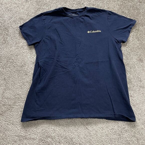 Columbia Graphic T-Shirt Mens Medium Blue Crew Neck Short Sleeve Cotton Casual - Picture 1 of 9